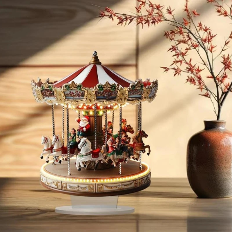 1pcs Christmas Merry Carousel 2D Christmas Scene Festival Decor Bedroom Office Desktop Ornaments Home Decoration Christmas Gifts