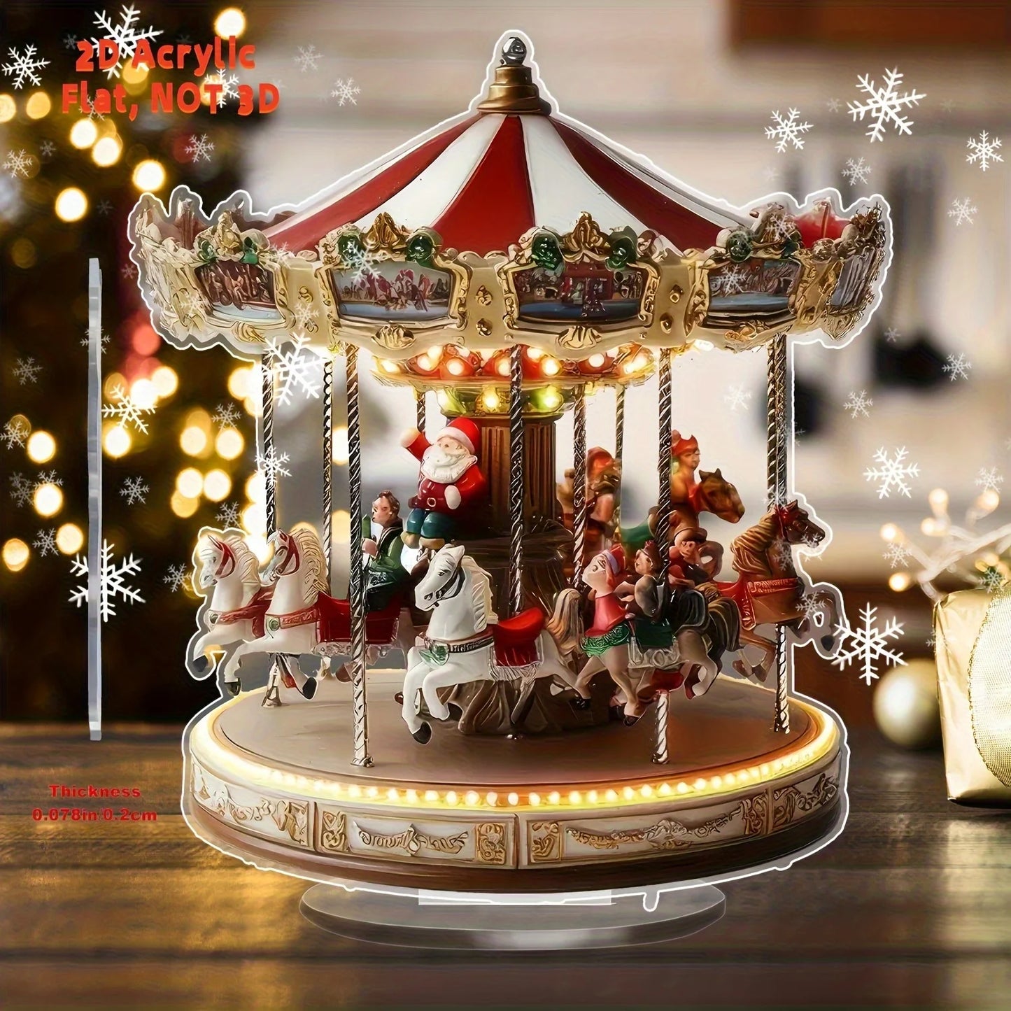 1pcs Christmas Merry Carousel 2D Christmas Scene Festival Decor Bedroom Office Desktop Ornaments Home Decoration Christmas Gifts