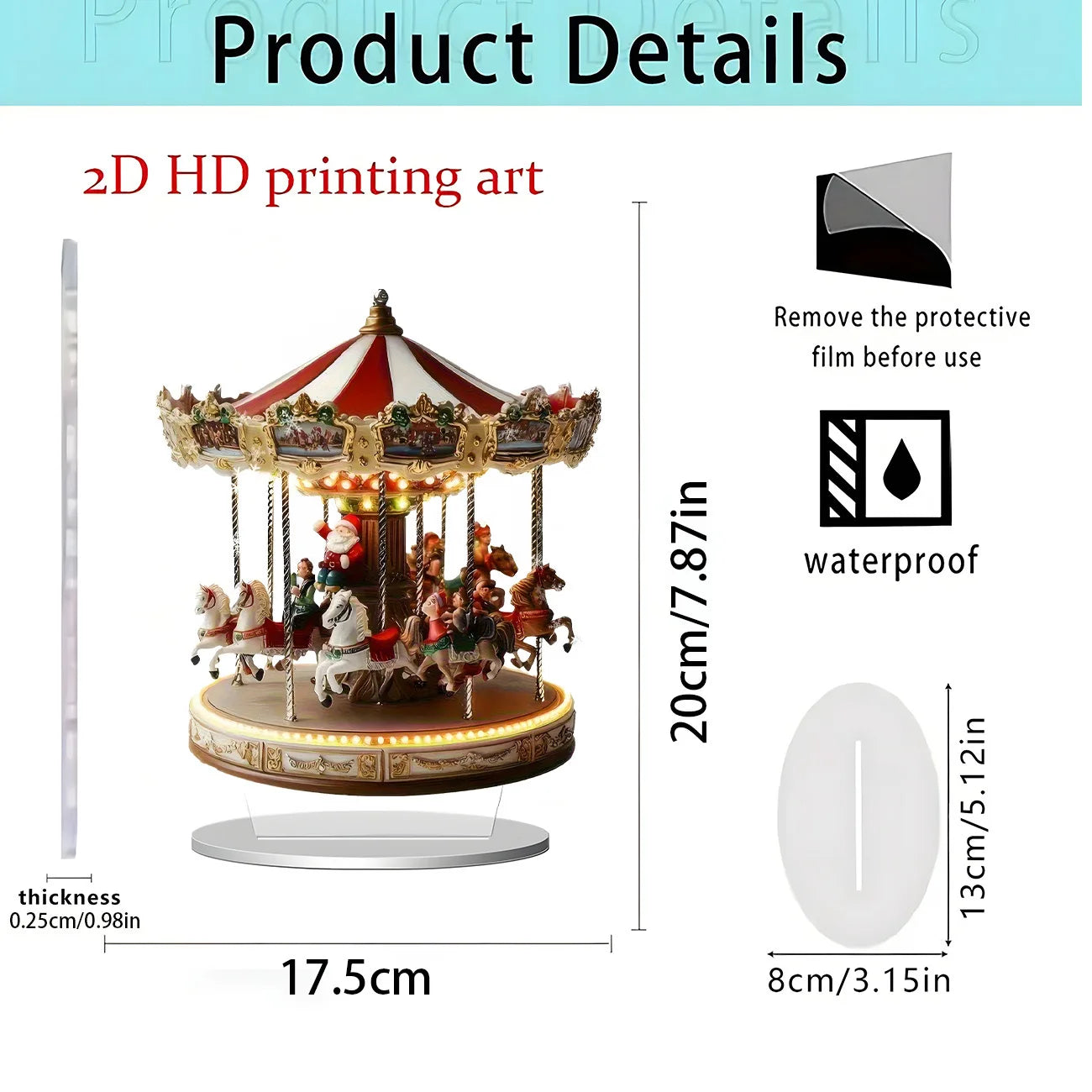 1pcs Christmas Merry Carousel 2D Christmas Scene Festival Decor Bedroom Office Desktop Ornaments Home Decoration Christmas Gifts