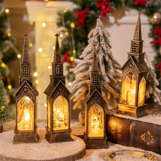 3/4pcs Festive Christmas Night Light -Powered Candle Holder with Santa & Snowman Design, Perfect for Holiday Tabletop Decor