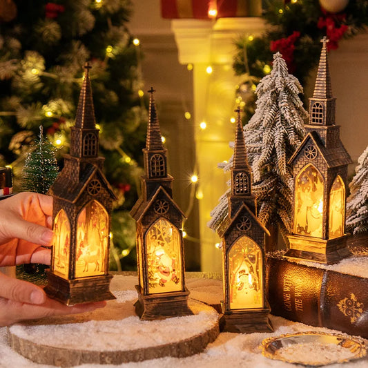 Christmas LED Night Light Santa Claus Snowman Fairy Light Lantern Table Ornament Christmas Home Decoration Xmas Neol 2025