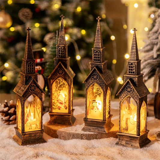3/4pcs Festive Christmas Night Light -Powered Candle Holder with Santa & Snowman Design, Perfect for Holiday Tabletop Decor